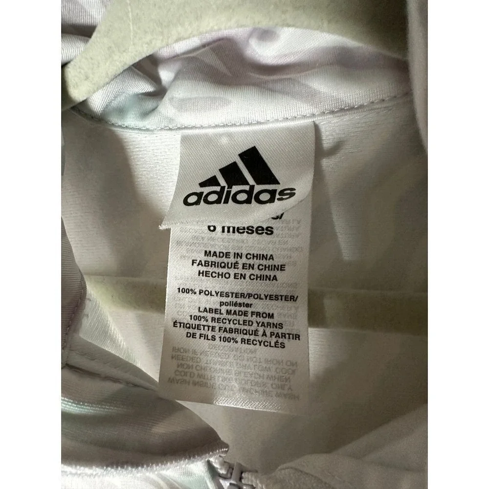 Adidas Baby Girls 6 Months Zebra Print Tracksuit Pastel Pink Mint 2pc Set